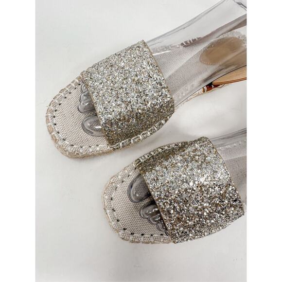 NEW H&M Platform Espadrilles Sparkling Sandals Brown Cream US Size 8 Size 39 - Picture 4 of 11